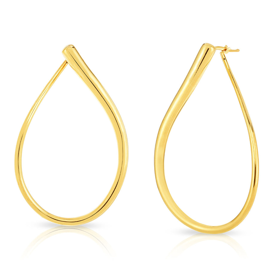 18KT Gold Large Open Teardrop Earring