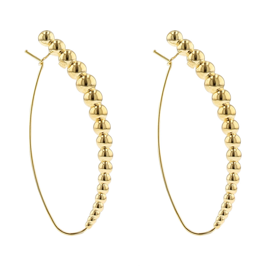 18K Graduated Bead Gold Threader Earrings