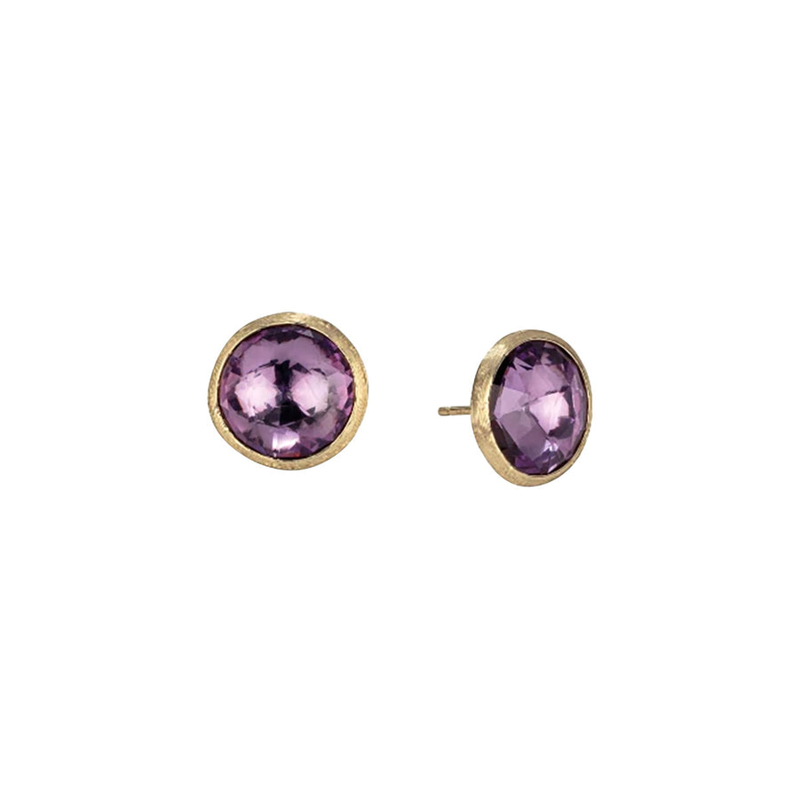 18K Yellow Gold and Amethyst Large Stud Earrings