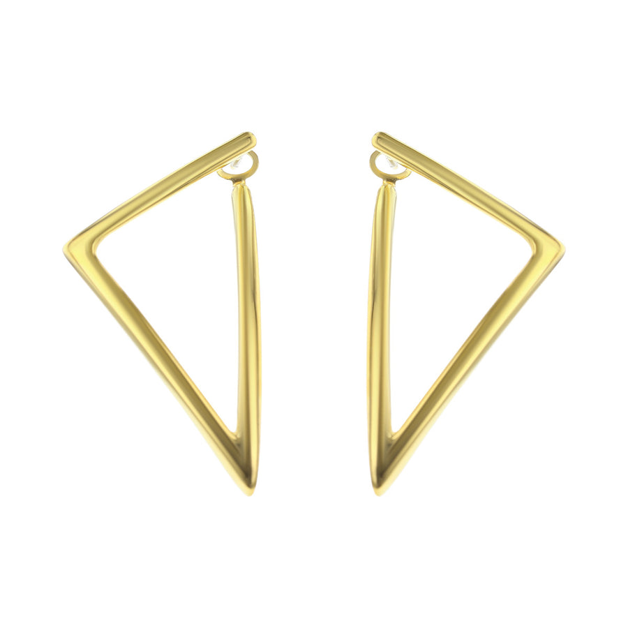 Oro Classic Yellow Gold Open Triangle Drop Earrings