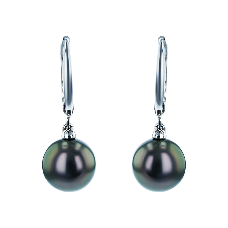 Black South Sea Pearl Dangle Earrings