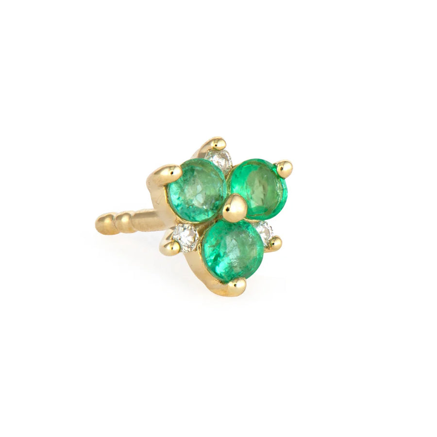 Pave Flower Single Stud Earring