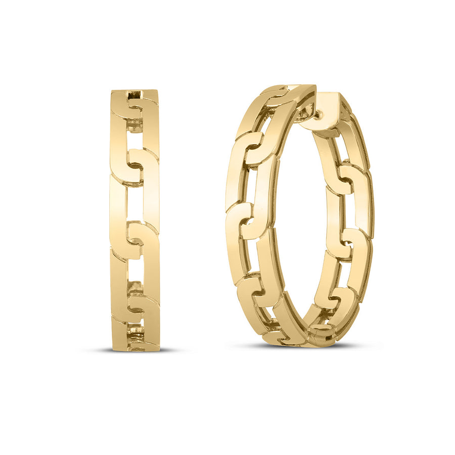 18K Yellow Gold Navarra Chain Link Hoop Earrings | Sylvan\'s Jewelers