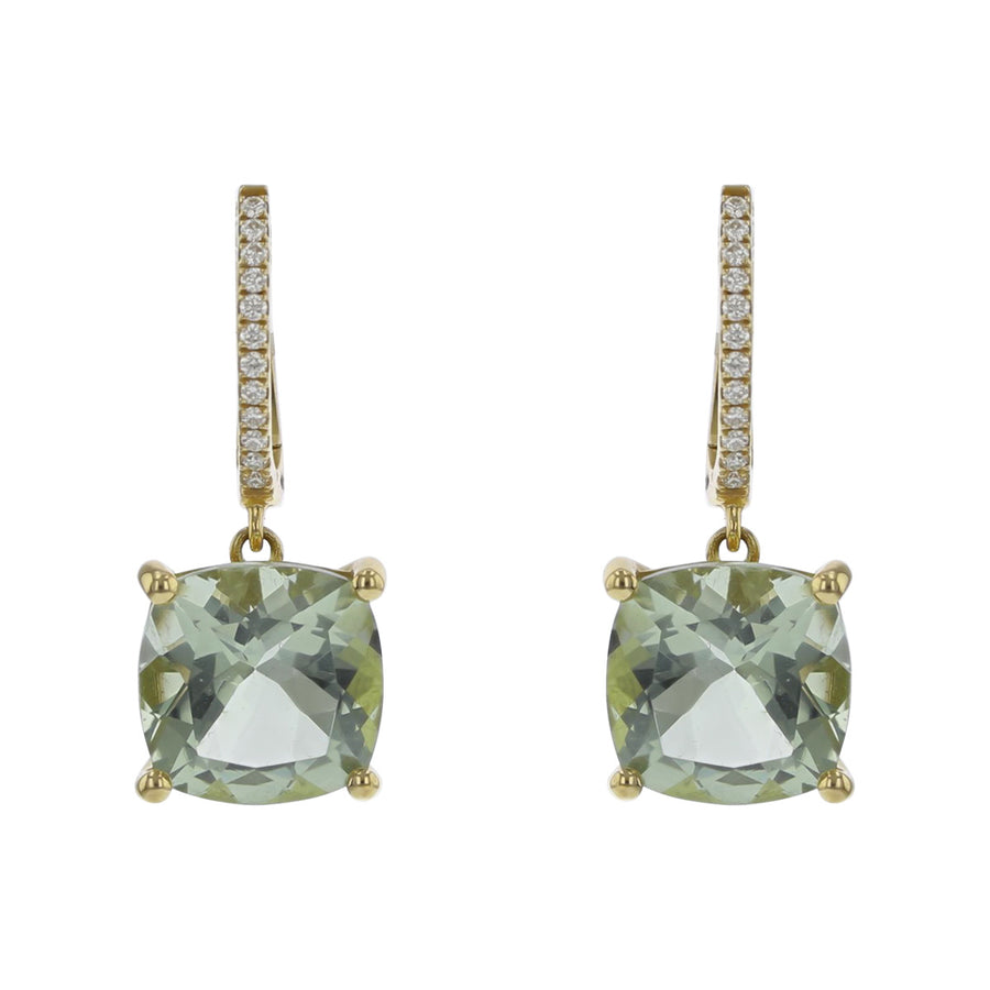 Earrings with Green Quartz and Diamonds