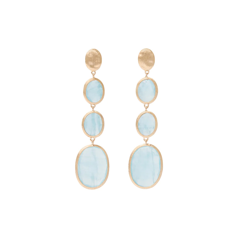 18K Yellow Gold Aquamarine Four Drop Earrings