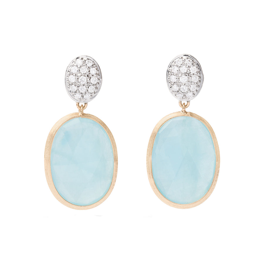 18K Gold Aquamarine and Diamond Drop Earrings