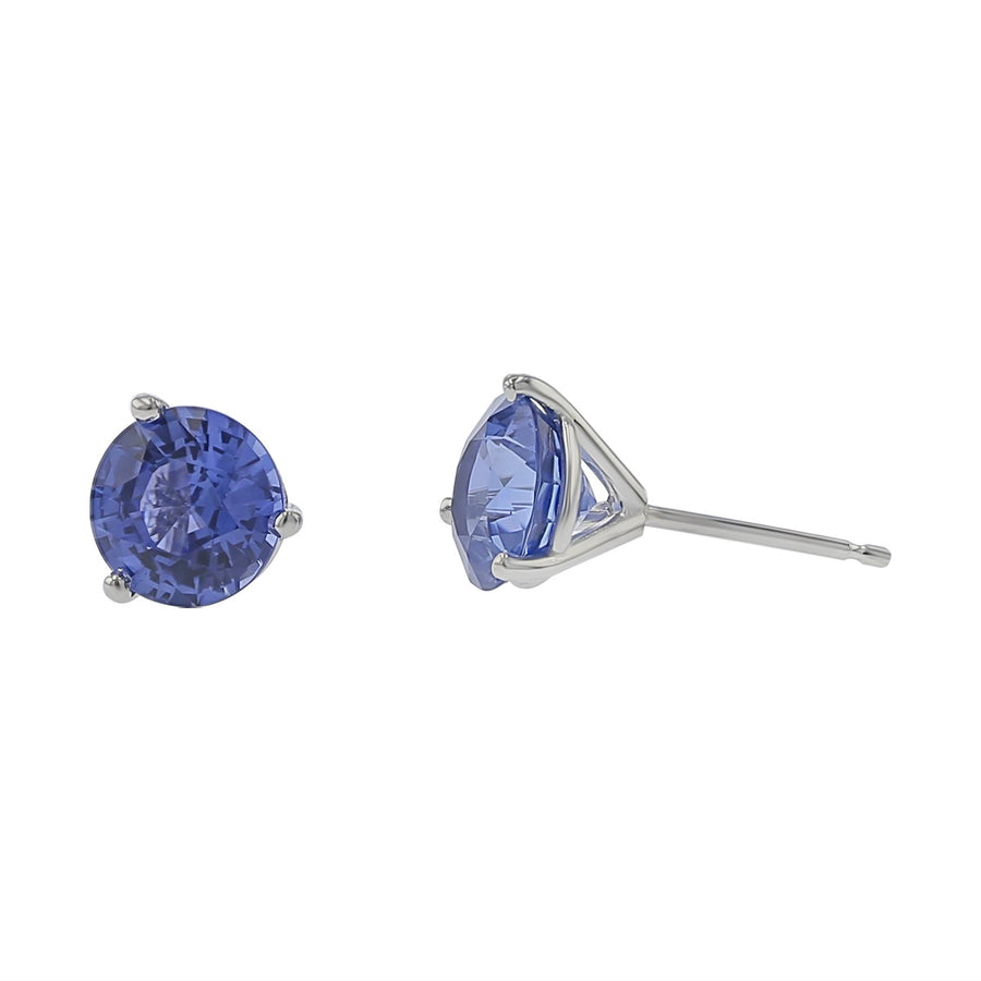 18K White Gold Sri Lankan Sapphire Stud Earrings