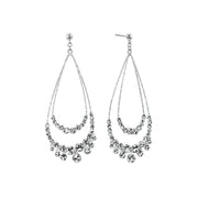 Platinum Double Teardrop Dangle Earrings