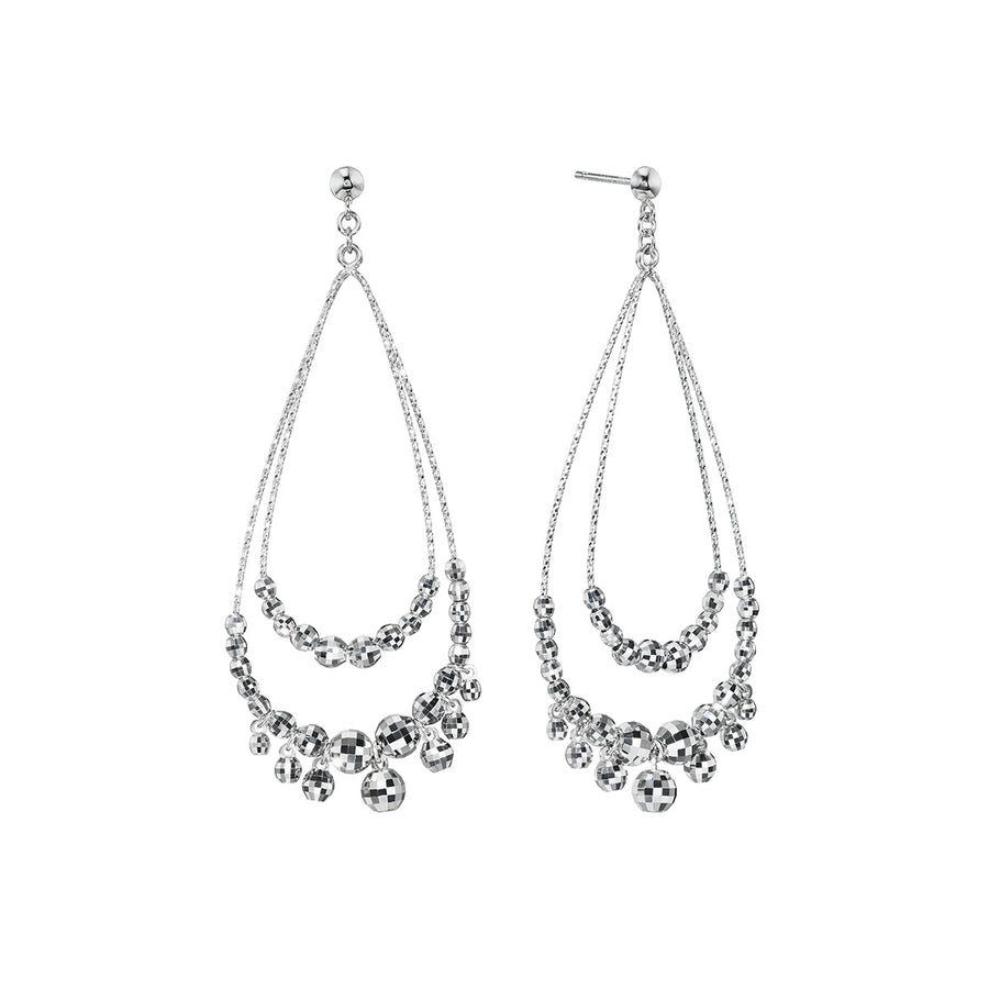 Platinum Double Teardrop Dangle Earrings