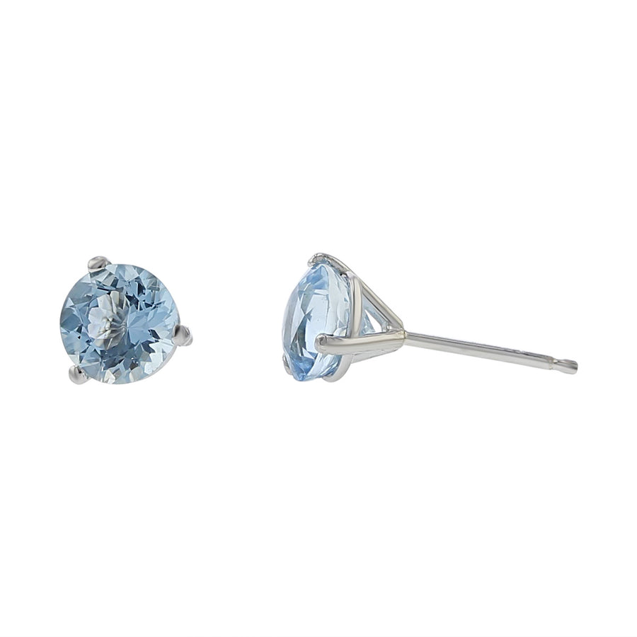 18K White Gold Aquamarine Stud Earrings