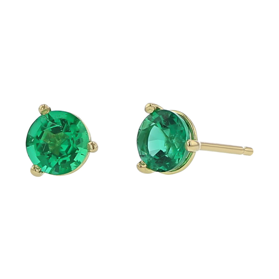 18K Yellow Gold Zambian Emerald Stud Earrings