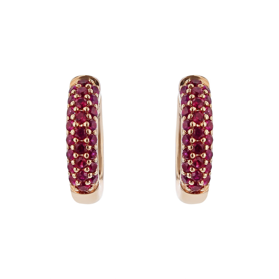Petite Hoop Earrings with Rubies