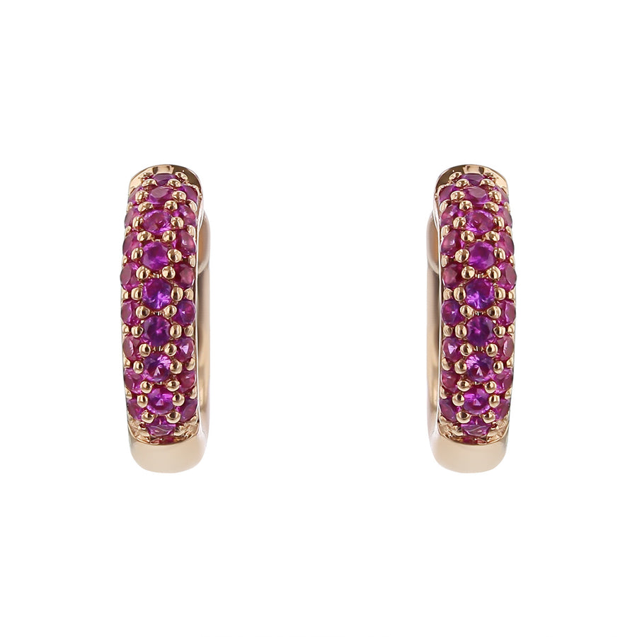 Petite Hoop Earrings with Pink Sapphires