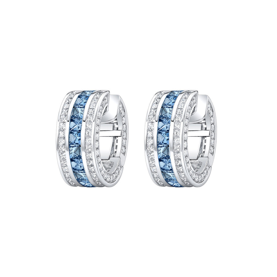 Masterpiece Sapphire and Diamond Clutch Hoop Earrings