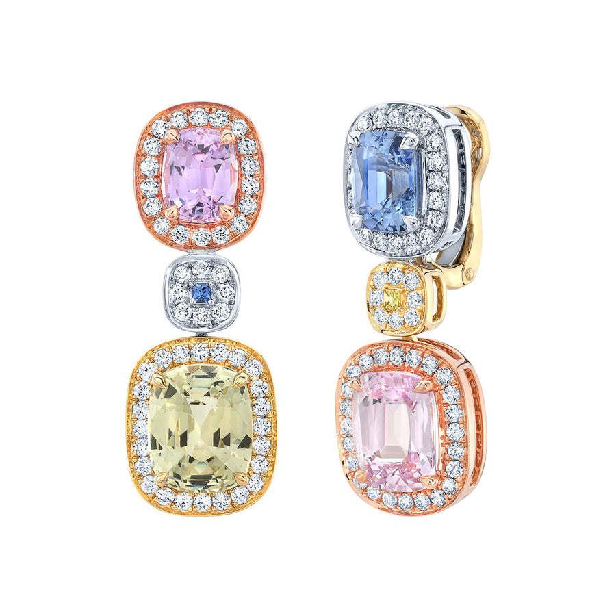 Multi-color Sapphire and Diamond Earrings