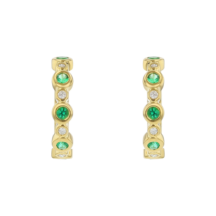 Emerald and Diamond Hoop Earrings