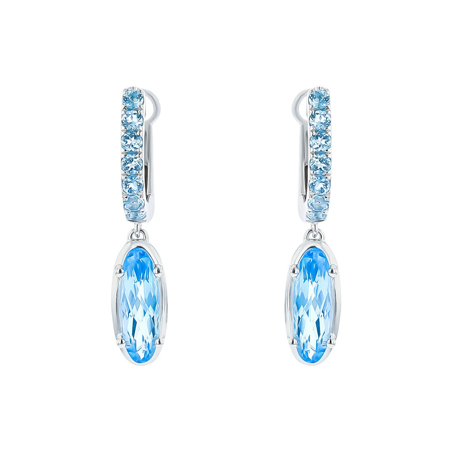 Blue Topaz 14K White Gold Drop Earrings