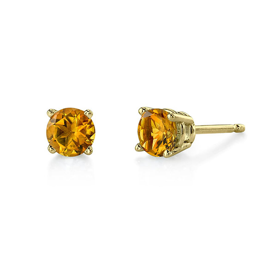 Citrine 5.0 mm 14k Yellow Gold Stud Earrings