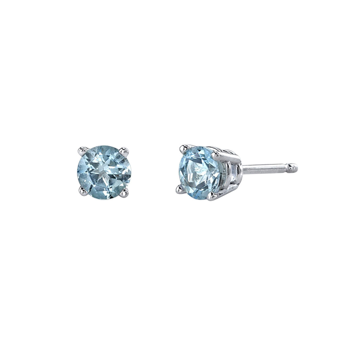 Aquamarine Solitaire Stud Earrings in 14K White Gold - Sam's Club