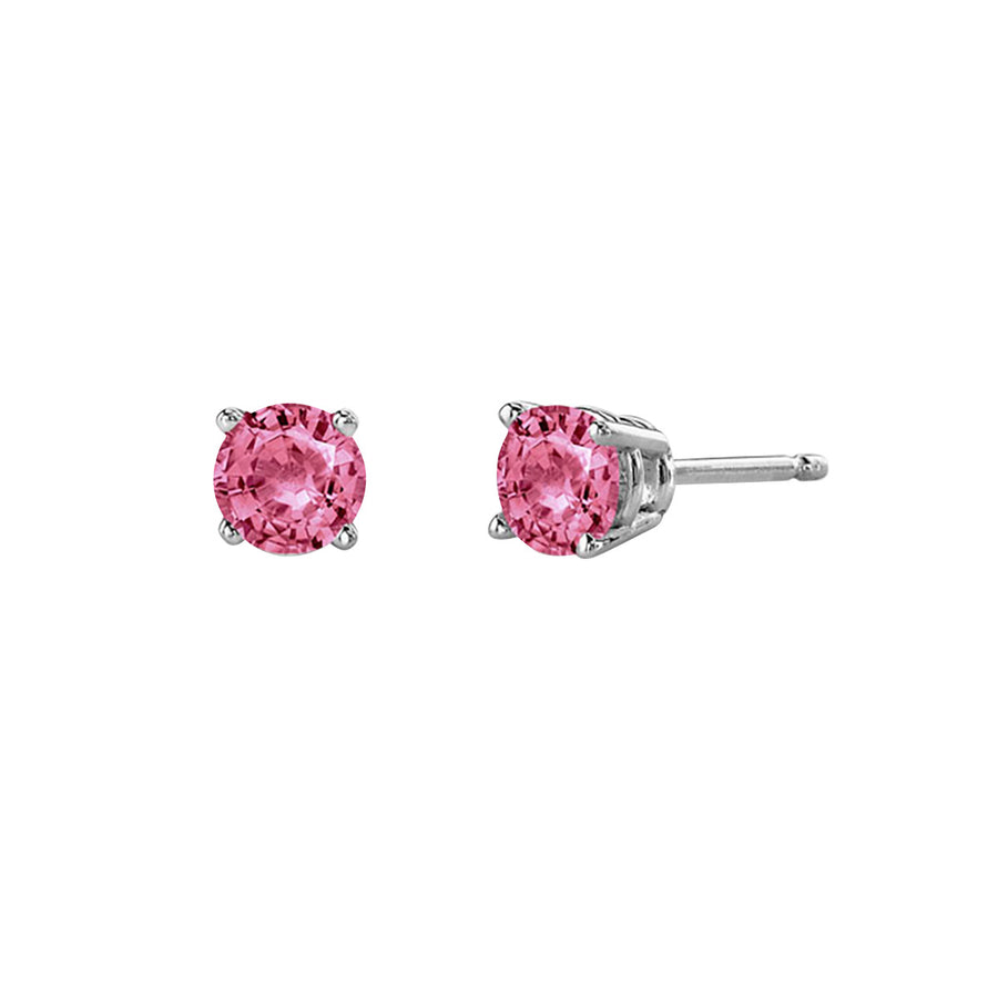Pink Tourmaline 14K White Gold Stud Earrings