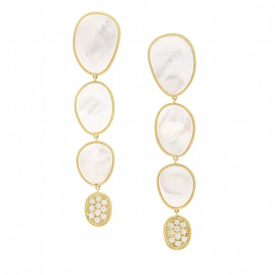 Lunaria Diamond Pave and White Mother of Pearl Quadruple Drop Earrings