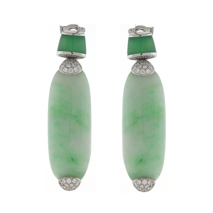 Jade, Chrysoprase and Diamond Drop Earrings