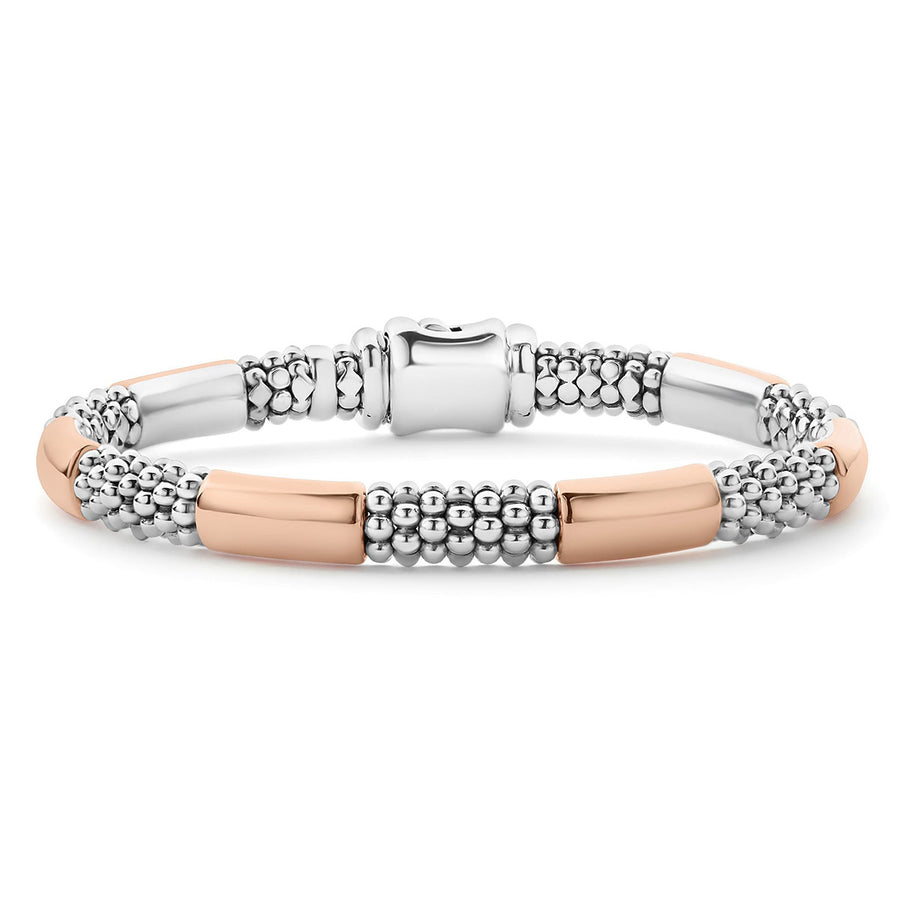 6mm Rose Gold Station Caviar Bracelet