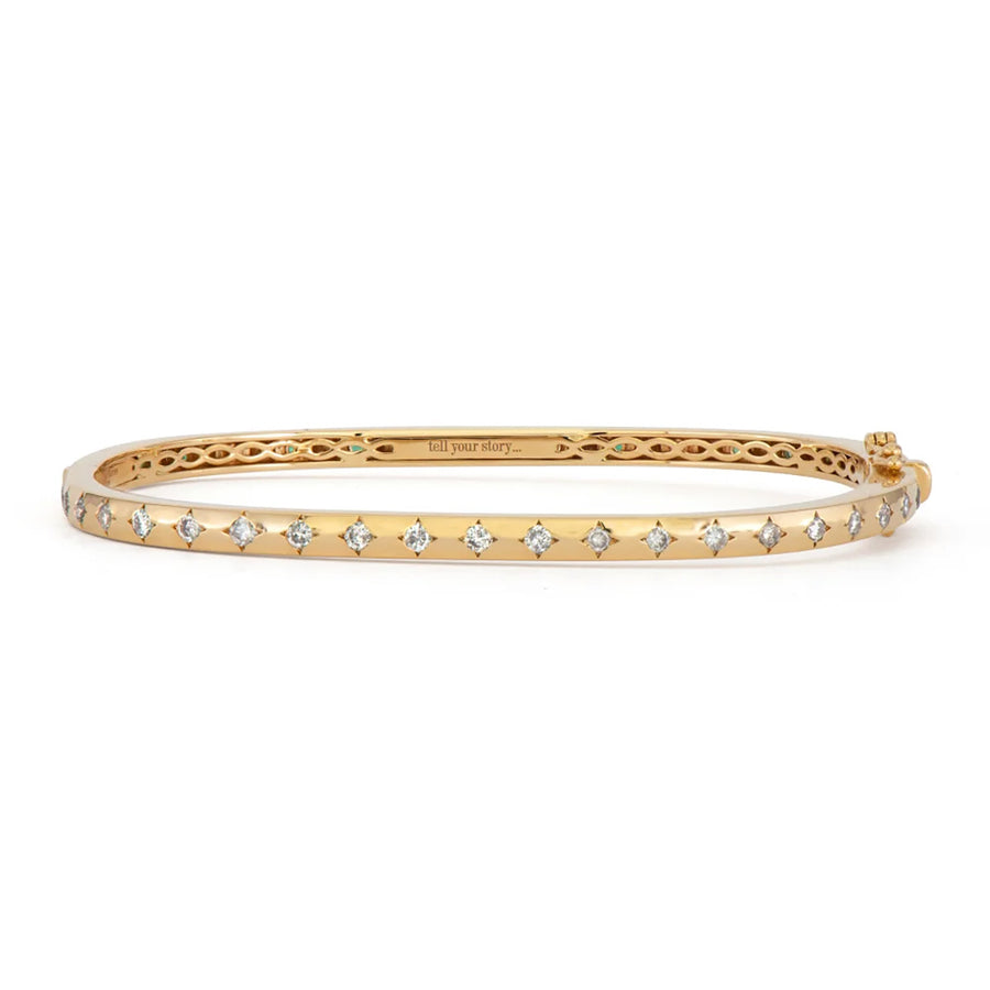 Sparkling Sea Ruby and Diamond Rectangular Bangle