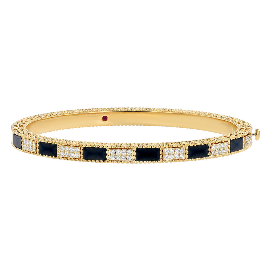 Art Deco Bangle with Black Jade and Diamonds