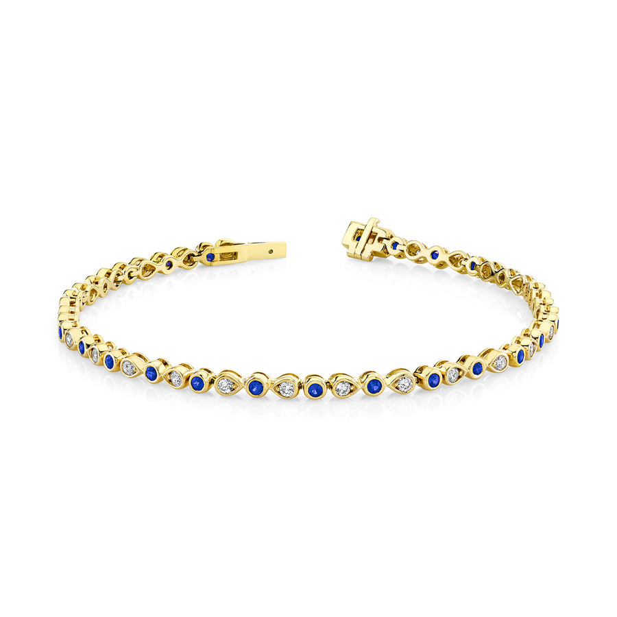 Blue Sapphire 14K Yellow Gold Bracelet with Diamonds