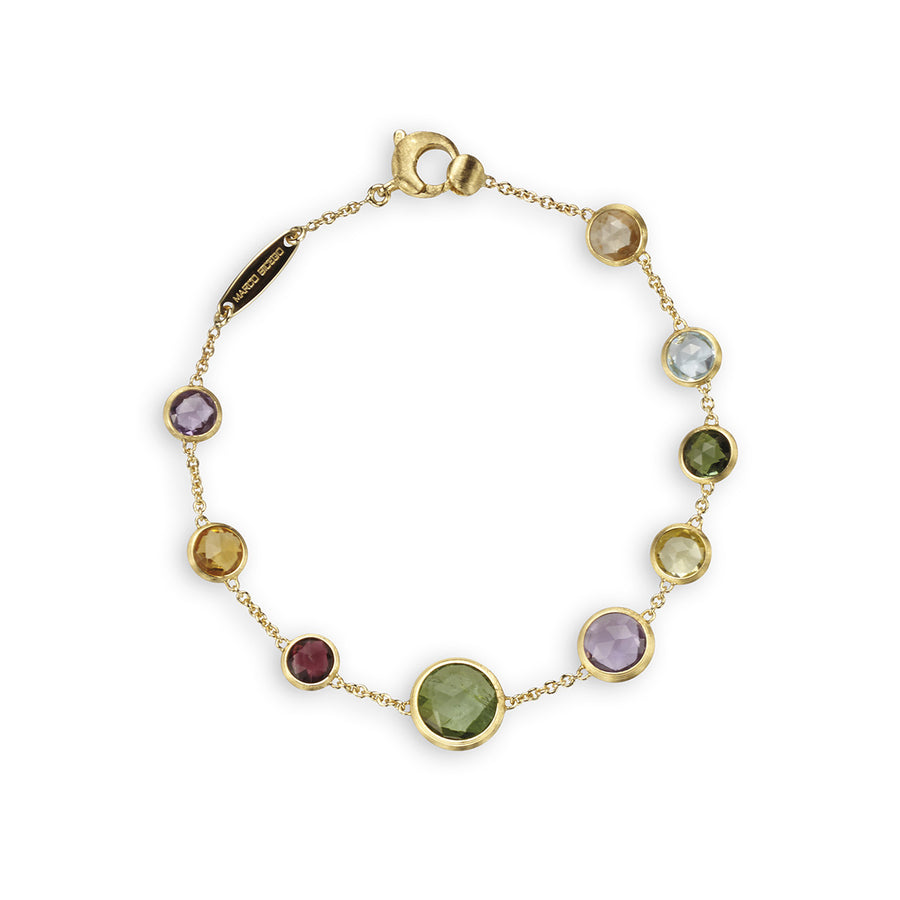 18K Yellow Gold Mixed Gemstone Single Strand Bracelet