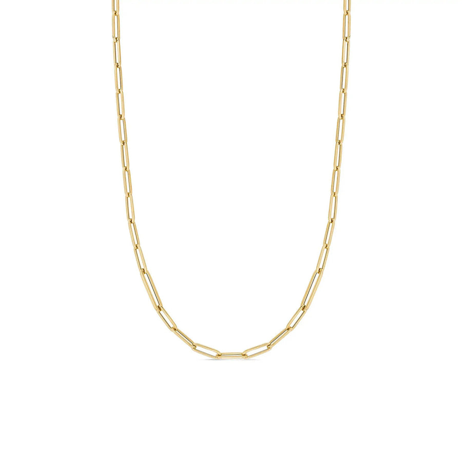 18K Alternating Size Paperclip Link Chain