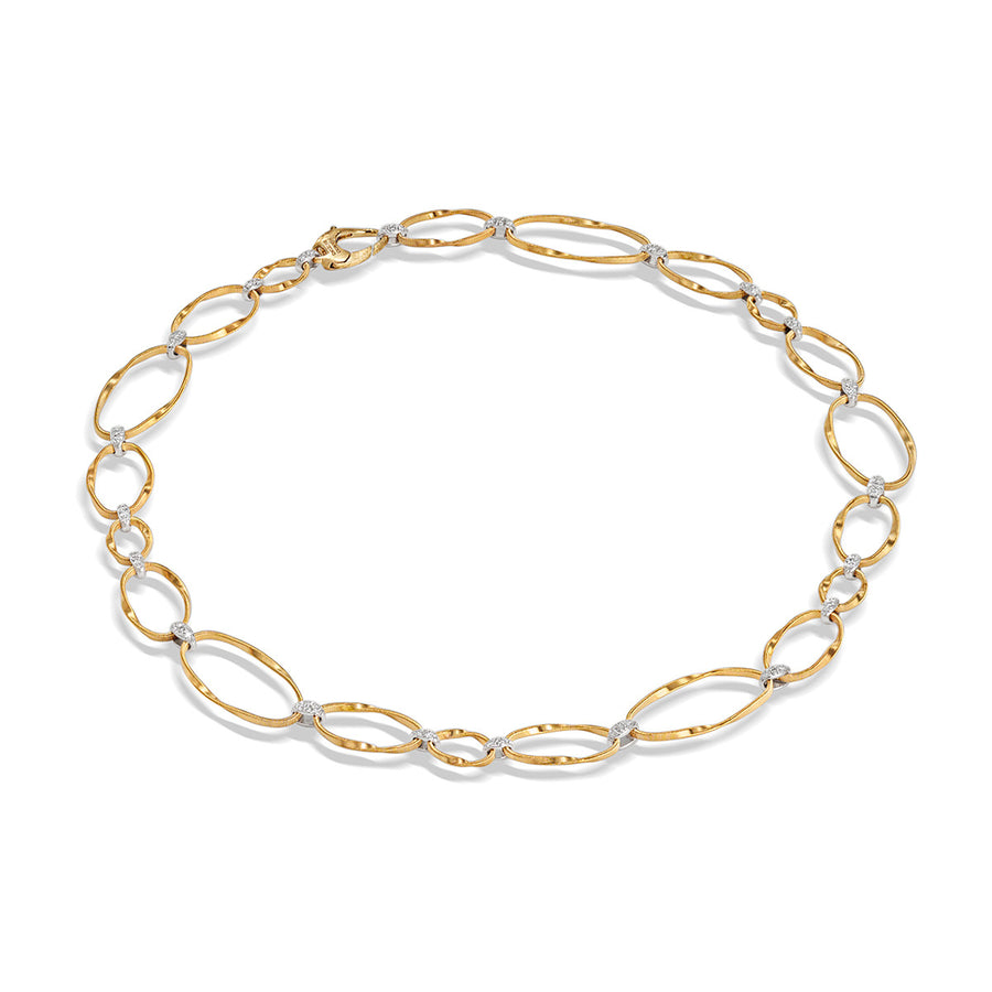 18K Yellow Gold and Diamond Flat Link Collar Necklace