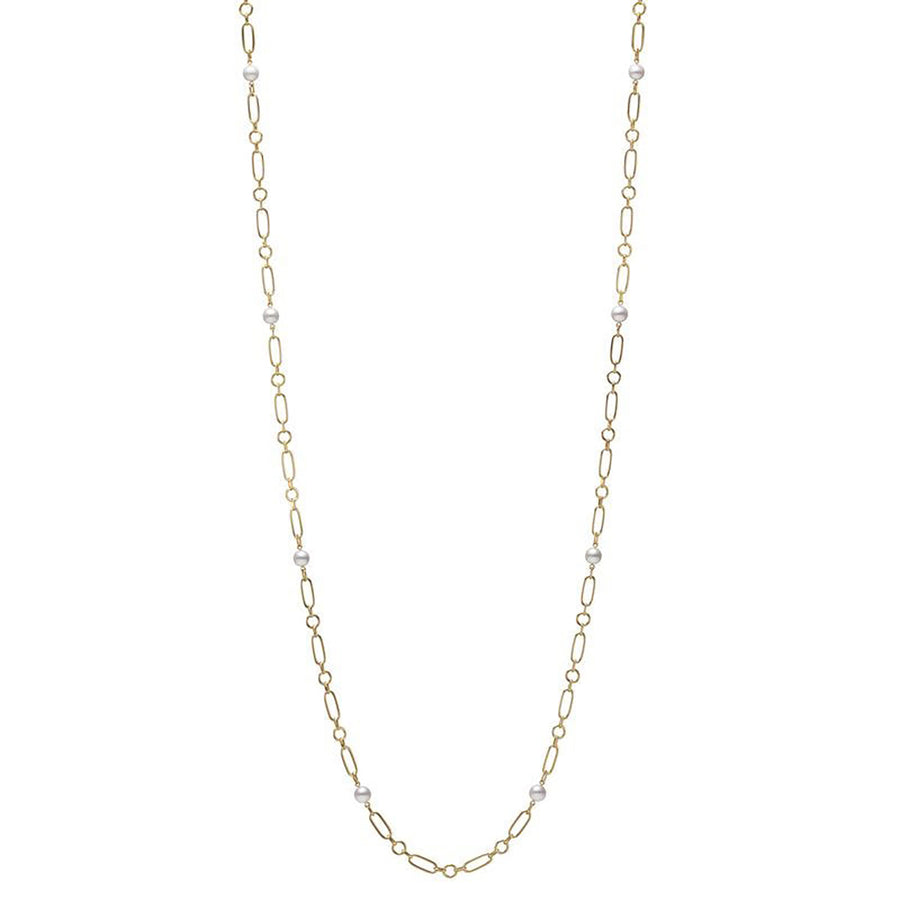 Akoya Cultured Pearl Necklace in 18K Yellow Gold 32-Inch