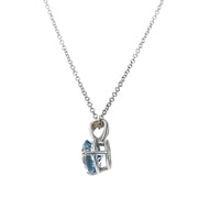 14K White Gold Round Aquamarine Pendant Necklace