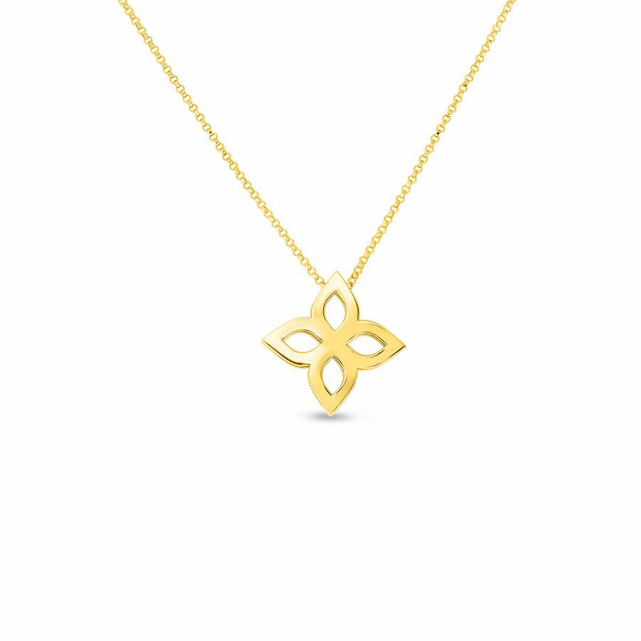 18K Princess Flower Outline Pendant Necklace