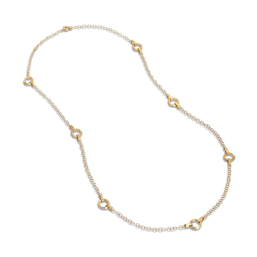 18K Yellow Gold Flat Link Long Chain Necklace