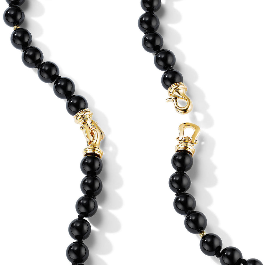 16 3/4” Genuine 6 MM Onyx Bead & 3 MM 14k Yellow Gold Bead Necklace –  Exeter Jewelers