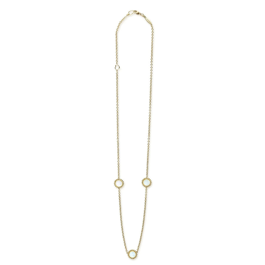 Three Station Round Mother of Pearl Necklace