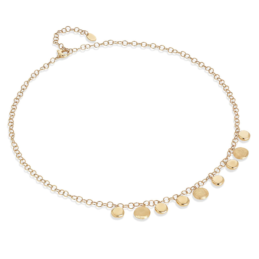 18K Yellow Gold Engraved and Polished Charm Half-Collar Necklace