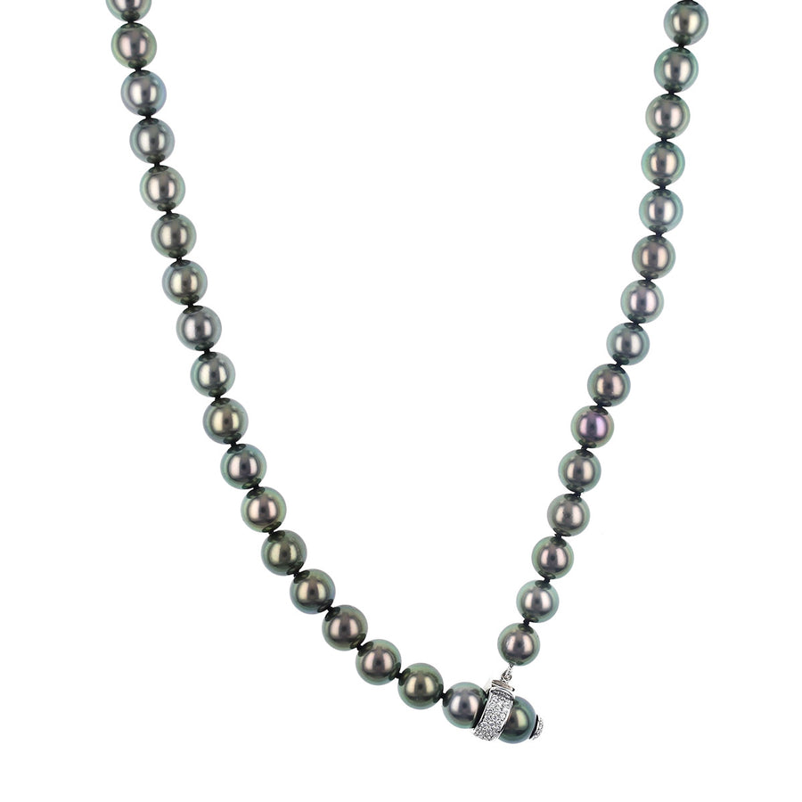 Black South Sea Pearl Strand Lariat with Diamond Clasp