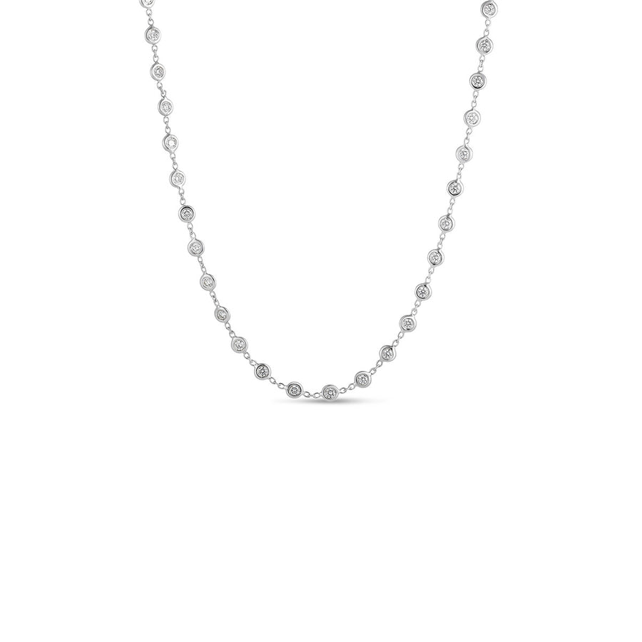 18K Gold Continuous Diamond Station Necklace