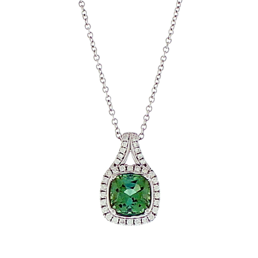Tourmaline 14K White Gold Pendant with Diamonds