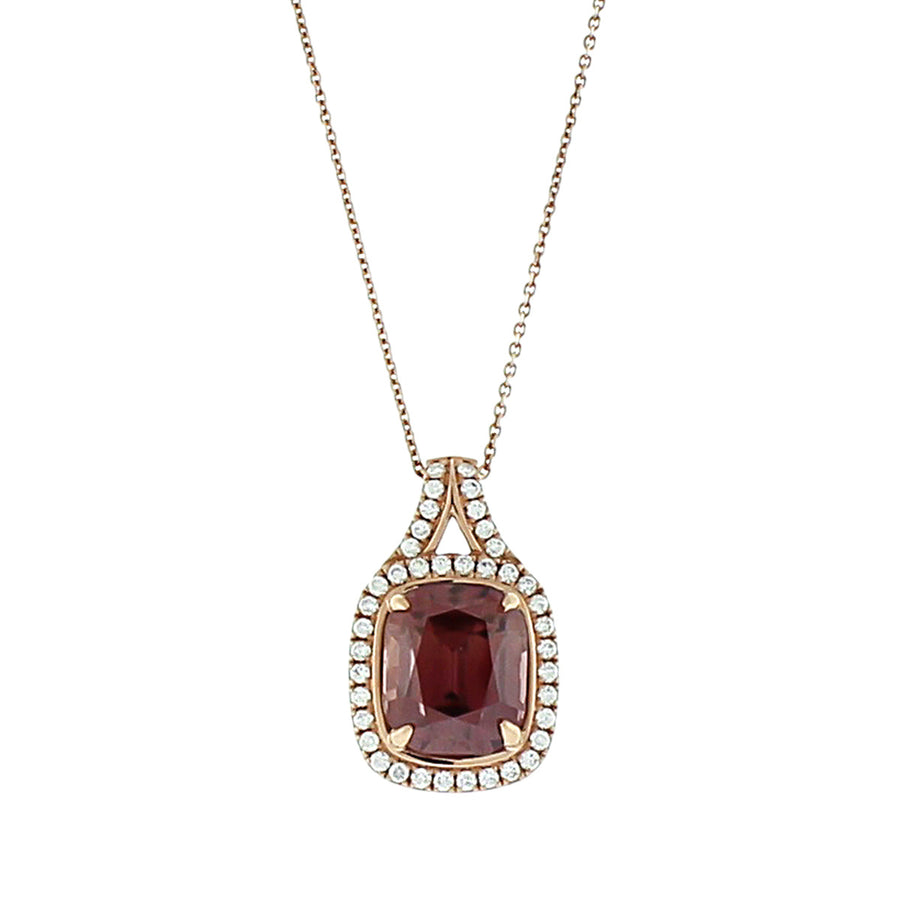 Spice Zircon 14K Rose Gold Pendant with Diamonds