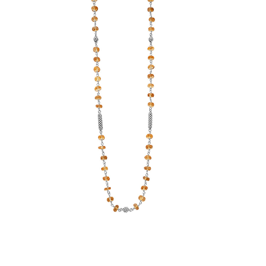 Citrine Pigtail Link Necklace with Stations