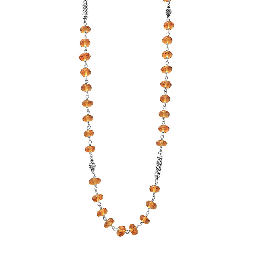 34-Inch Citrine Pigtail Link Necklace with Stations