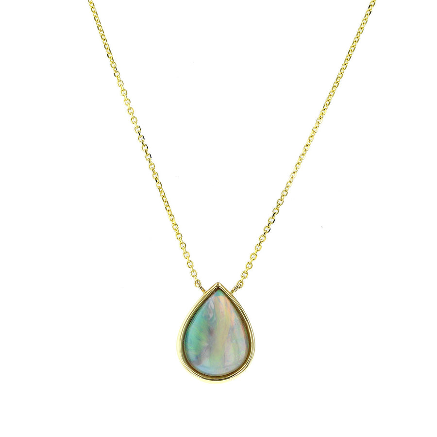 14K Yellow Gold Australian Opal Pendant Necklace