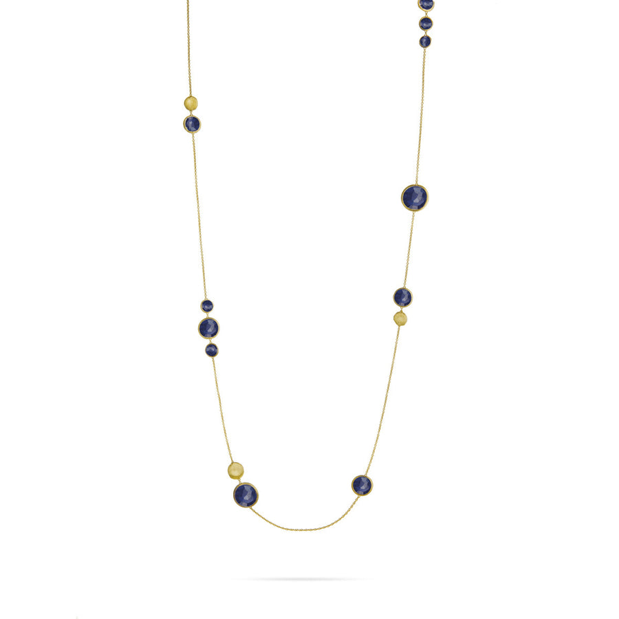 18K Yellow Gold Lapis Long Necklace