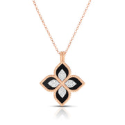 Princess Flower Black Jade and Diamond Pendant