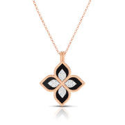 Princess Flower Black Jade and Diamond Pendant